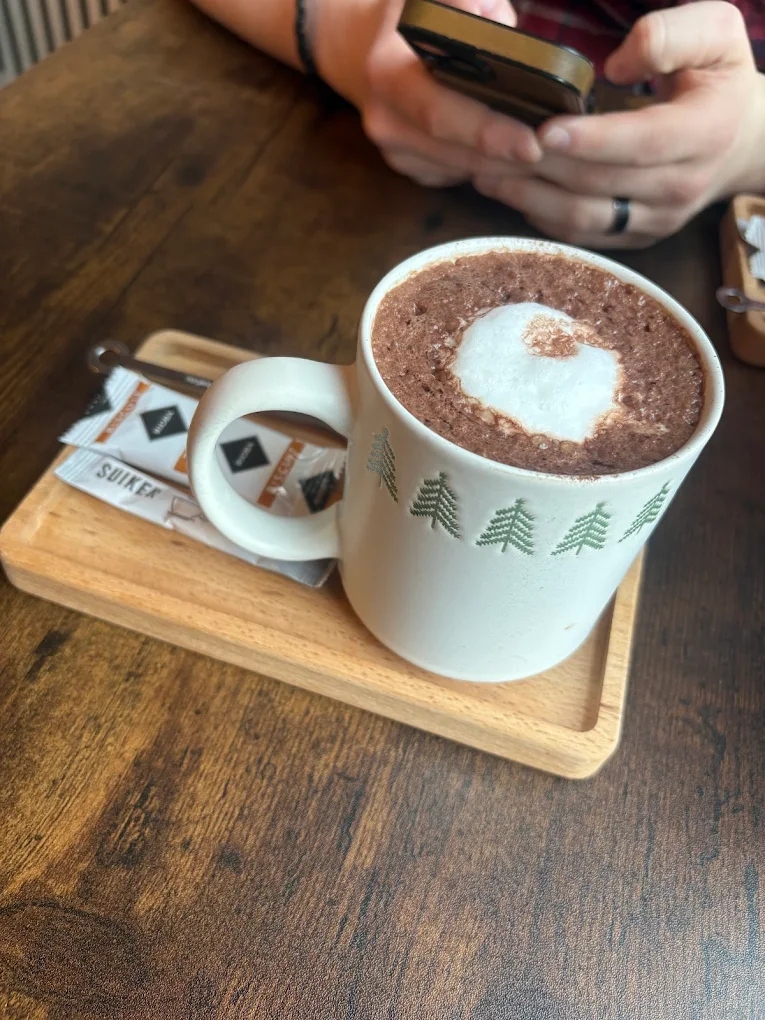 Heerlijke warme chocolademelk met een stevige schuimlaag
